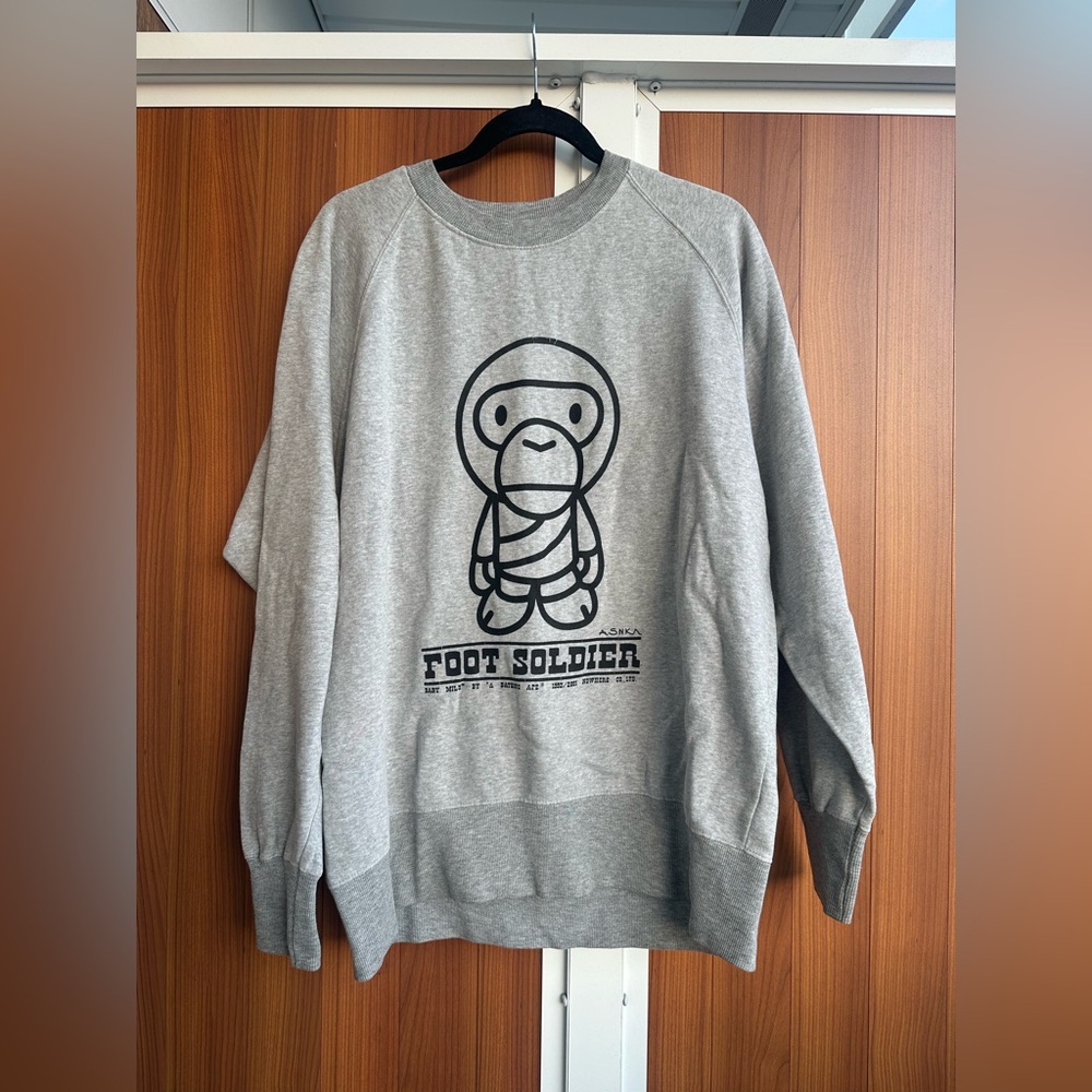 BAPE OG 2001 Grey Foot Soldier Pull Over Crew neck